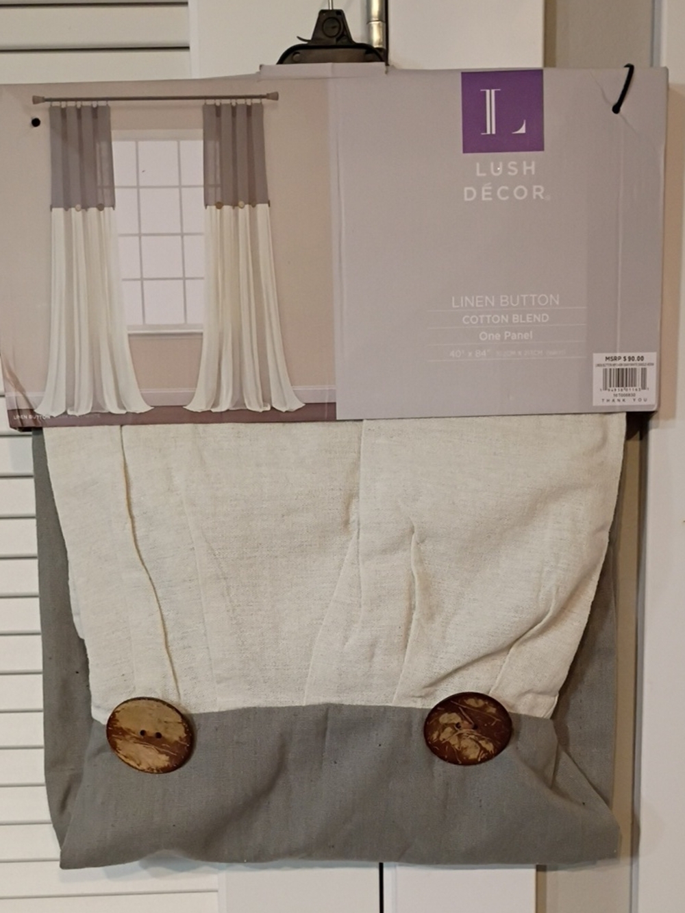 Lush Décor Two-Tone Linen-Blend Curtain Panel in Cream and Gray